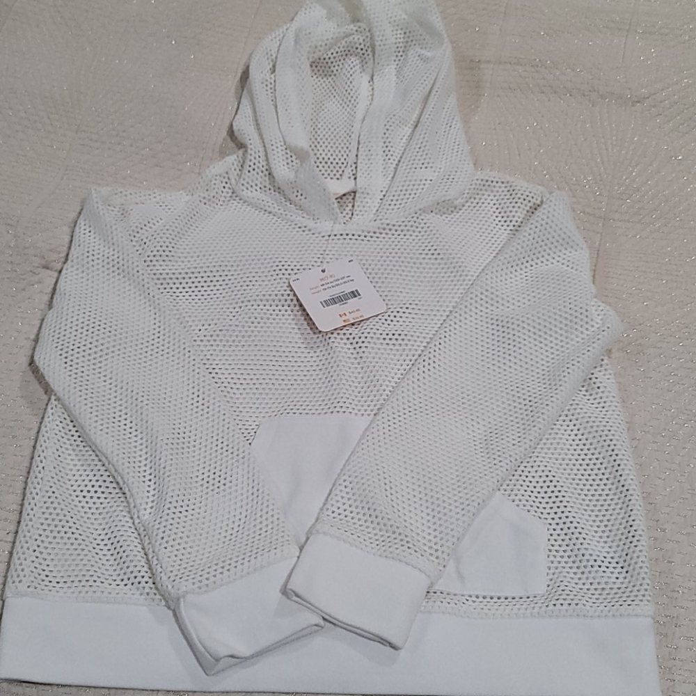 Gymboree Girls White Mesh Sweater with Hoodie